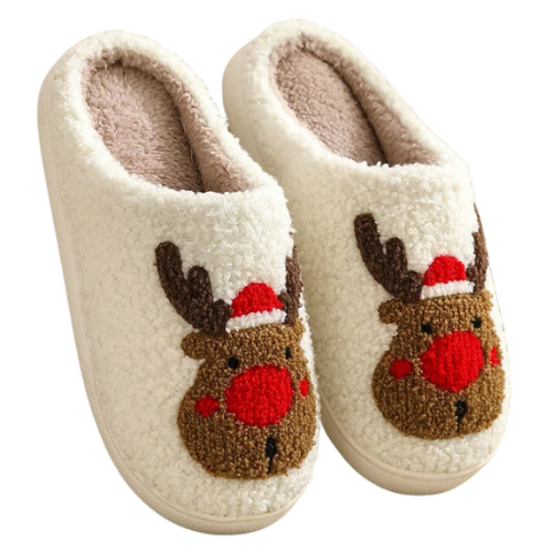 Cozy Christmas Elk Slippers