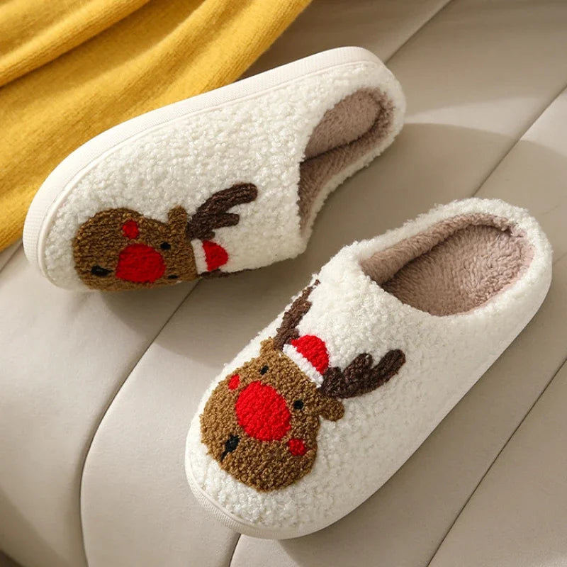 Cozy Christmas Elk Slippers