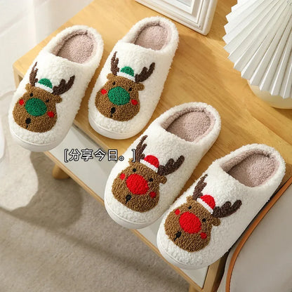 Cozy Christmas Elk Slippers