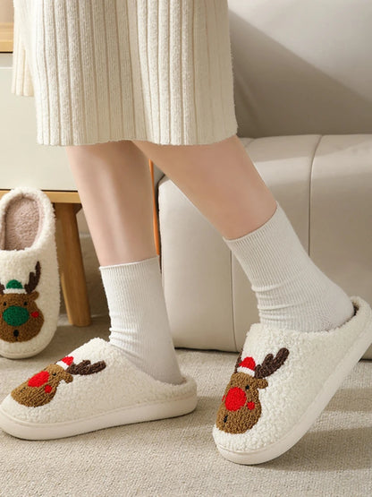 Cozy Christmas Elk Slippers