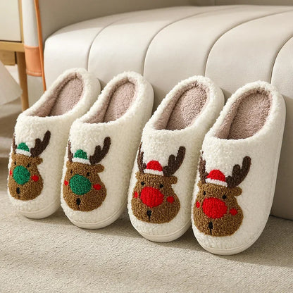 Cozy Christmas Elk Slippers